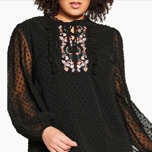 City Chic, Twyla embroidered Dobby blouse